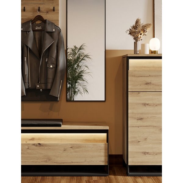 Quant halbank 135 cm - Ambachtelijk eiken/zwart