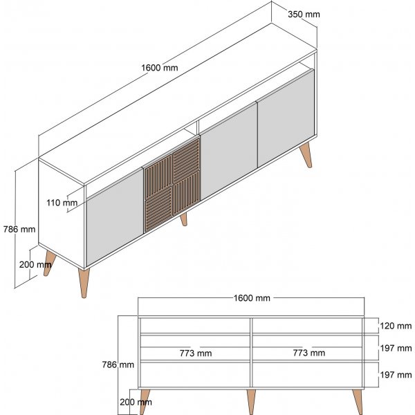 Milan sknk 160 cm - Valnt/grddvit