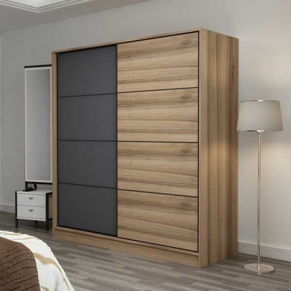 Kapusta garderob 220x52x210 cm - Brun/antracit/brun Kapusta garderob 220x52x210 cm - Brun/antracit/brun