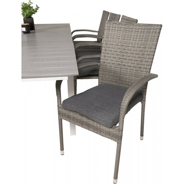 Levels utematgrupp med 8 st Anna stolar - Grå/Vit Levels utematgrupp med 8 st Anna stolar - Grå/Vit