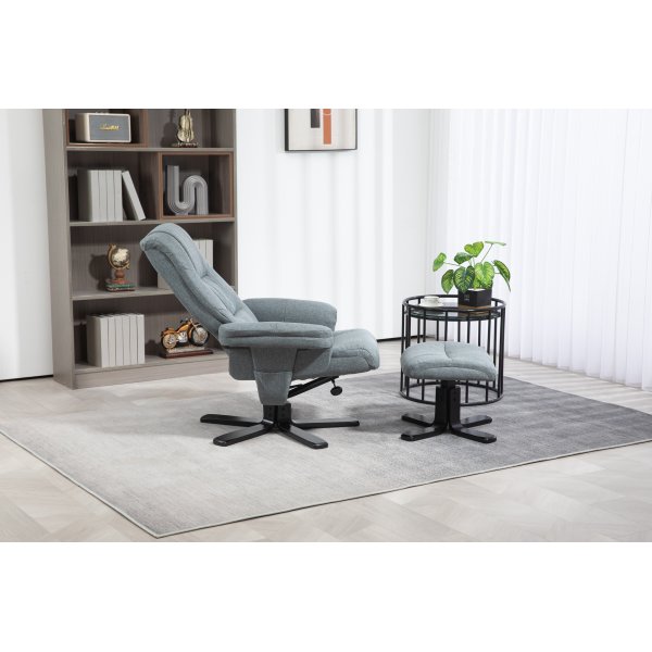 Relaxfauteuil met voetenbank grijs - Oslo Relaxfauteuil met voetenbank grijs - Oslo