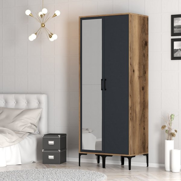 Armoire Kumsal 3 Noyer/anthracite
