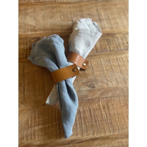 Servetring leer met platte gesp