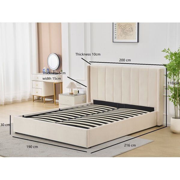 Sängram med sänggavel och förvaring 180 x 200 cm - Beige - Bianca Sängram med sänggavel och förvaring 180 x 200 cm - Beige - Bianca
