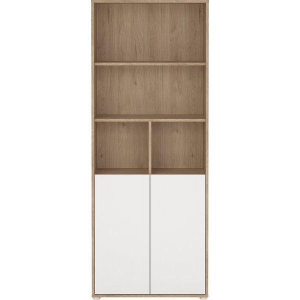 Bibliothèque haute Sign avec 2 portes - Blanc/hickory Bibliothèque haute Sign avec 2 portes - Blanc/hickory