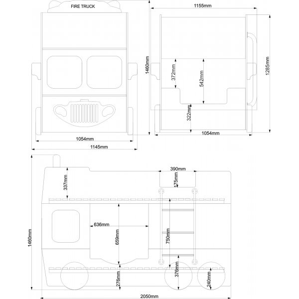 Brandbil Alfons - Våningssäng - 90 x 190 cm Brandbil Alfons - Våningssäng - 90 x 190 cm