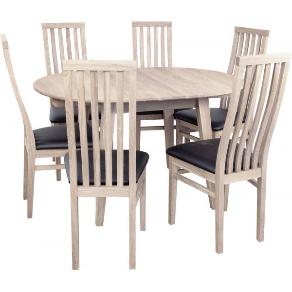 Table à manger Genova extensible 90-130x90 cm en chêne blanchi Table à manger Genova extensible 90-130x90 cm en chêne blanchi