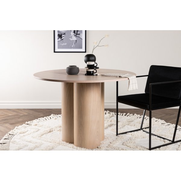 Table à manger ronde 110 cm Blanchi - Olivia Table à manger ronde 110 cm Blanchi - Olivia