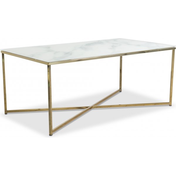 Palasso soffbord 110 cm - Mssing / Marmorerat glas + Textilskydd fr mbler