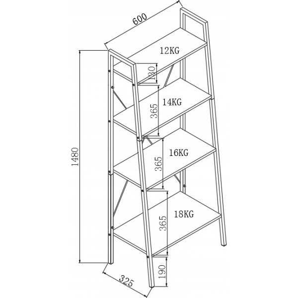 Bibliothque Perlie - Chne Sonoma/blanc