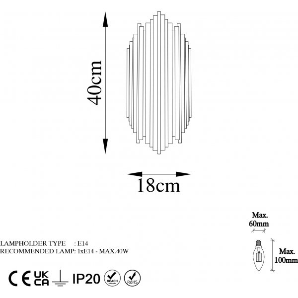Kara wandlamp 13345 - Zwart Kara wandlamp 13345 - Zwart