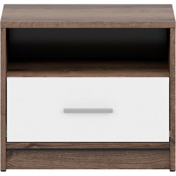 Table de chevet Nepo Plus - Chêne foncé/blanc Table de chevet Nepo Plus - Chêne foncé/blanc