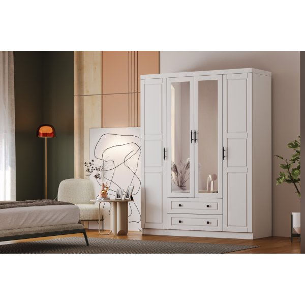 Armoire Bahar 140 x 50 x 210 cm - Blanc Armoire Bahar 140 x 50 x 210 cm - Blanc