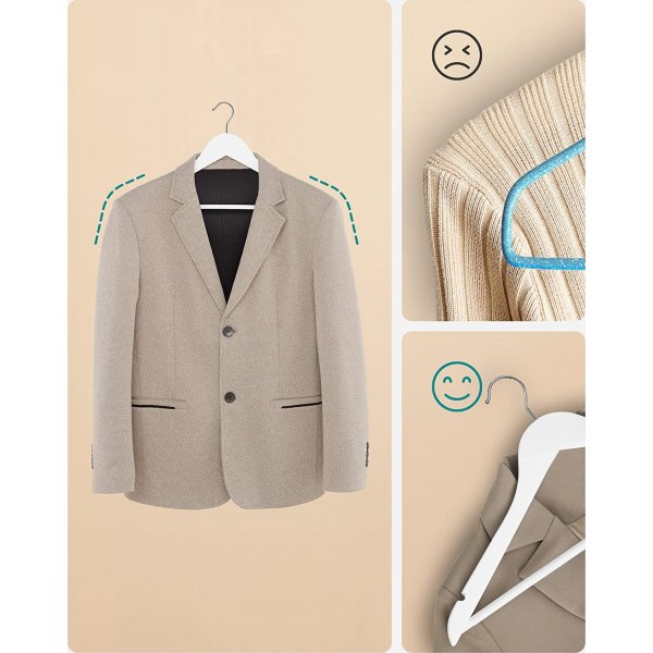 Cintre, bois, 44,5 cm, paquet de 50 - Blanc Cintre, bois, 44,5 cm, paquet de 50 - Blanc