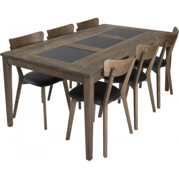 Habo matgrupp inkl. 6 st Ekeby stolar - Ek/granit