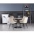 Groupe de salle  manger Plaza, table en marbre avec 4 chaises en velours Theo - Beige/Blanc/Chrome
