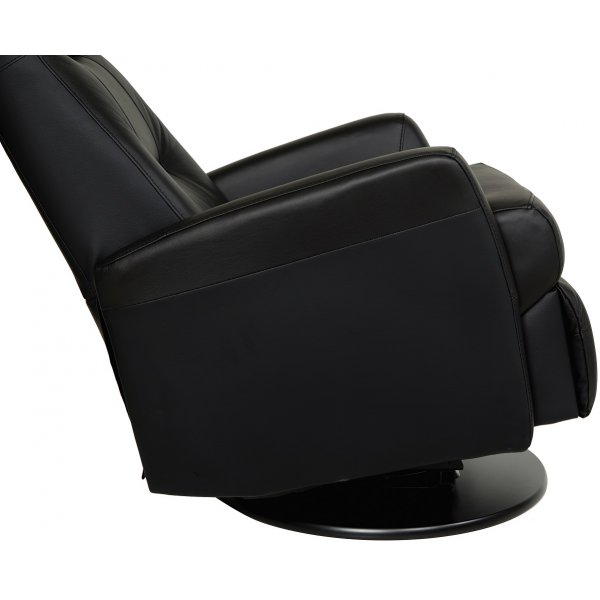 Frans reclinerftlj i svart skinn med gung och snurrfunktion