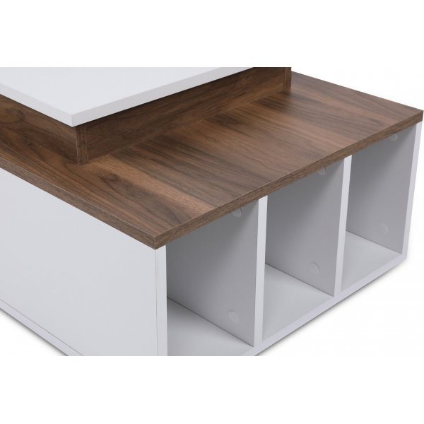 Kolarado soffbord 90 x 60 cm - Vit/valnöt Kolarado soffbord 90 x 60 cm - Vit/valnöt