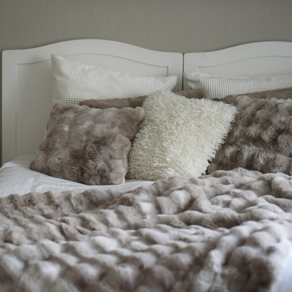 Coussin dcoratif Wooly Ivoire - 45 x 45 cm