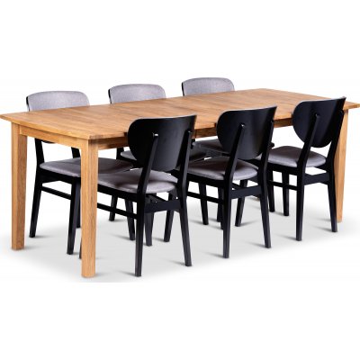 Visby matbord 160-210x90 cm med 6 st Borgholm stolar