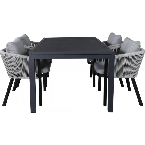 Marbella utematgrupp med 4 st Virya stolar - Svart/Grå Marbella utematgrupp med 4 st Virya stolar - Svart/Grå