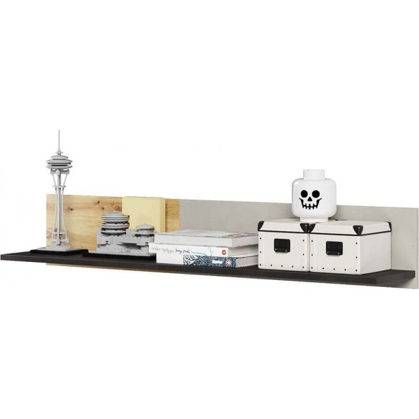 Étagère murale Qubic - Chêne artisanal/gris/noir Étagère murale Qubic - Chêne artisanal/gris/noir