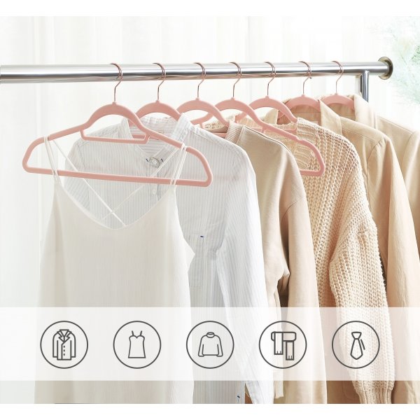 Klädgalge, sammet, 43,5 cm, 30-pack - Rosa Klädgalge, sammet, 43,5 cm, 30-pack - Rosa