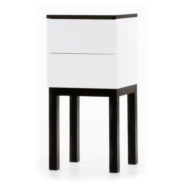 sterlen sngbord (H75 cm) med 2 ldor - vit / svart