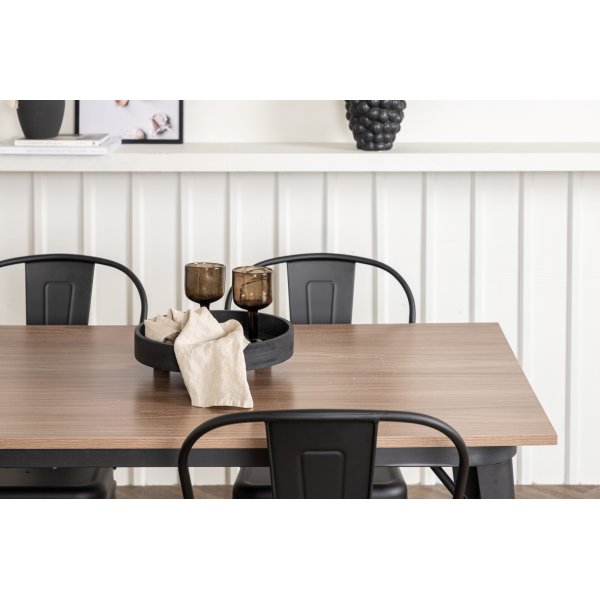 Tempe matgrupp, stlbord med 4 st stlstolar - Svart/valnt