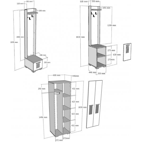 Cintre Asimo 130 x 44,6 x 183 cm - Anthracite/blanc Cintre Asimo 130 x 44,6 x 183 cm - Anthracite/blanc