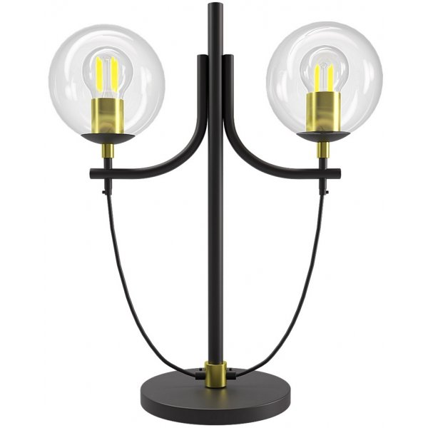 Glaslykta bordslampa H52 cm - Svart/Mssing