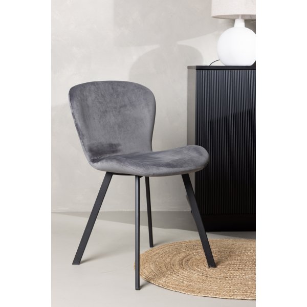 Chaise de salle  manger Lilja - Velours gris/noir