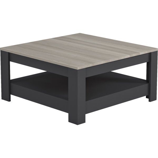 Table basse Grado 89 x 89 cm - Gris fonc/chne