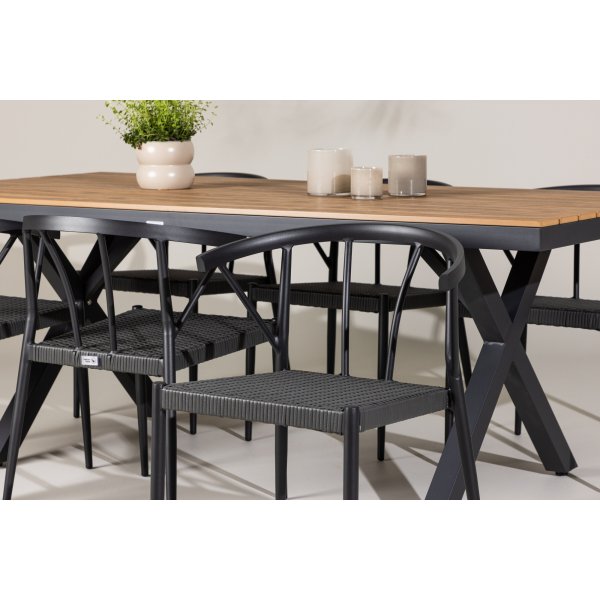 Garcia rektangulr matgrupp med 6 st Stina stolar - Svart