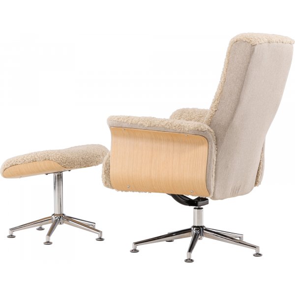 Fauteuil relax avec repose-pieds - Imitation peau de mouton beige/chne huil + Dtachant pour meubles
