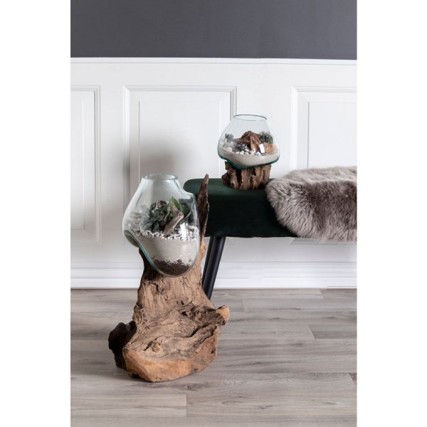 San Marino Vattendroppe vas - Teak/glas - 50 cm San Marino Vattendroppe vas - Teak/glas - 50 cm