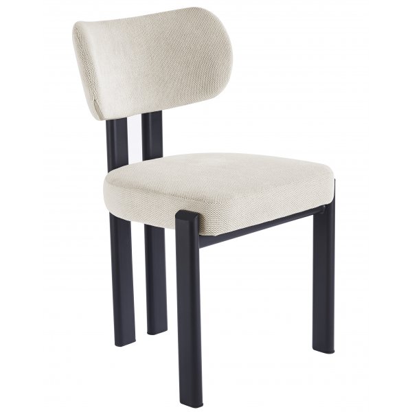 Callum matstol i beige tyg med svarta ben