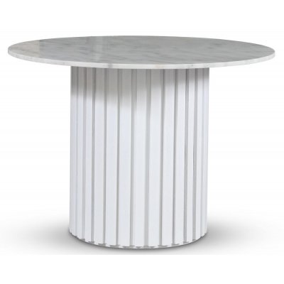 Empire matbord 105 cm - Ljus marmor / Vit lamell trfot