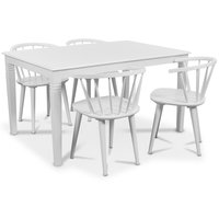 Mellby matgrupp 140 cm bord med 4 st vita Fredrik Pinnstolar med karm - Vit Mellby matgrupp 140 cm bord med 4 st vita Fredrik Pinnstolar med karm - Vit