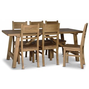 Woodforge matgrupp bord med 6 st stolar i tervunnet tr + Flckborttagare fr mbler