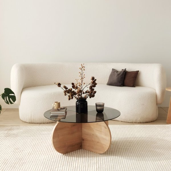 Bubbel soffbord 75 cm - Safir ek/rkglas