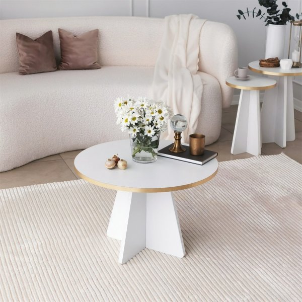 Table basse champignon Ø60 cm - Doré/blanc Table basse champignon Ø60 cm - Doré/blanc