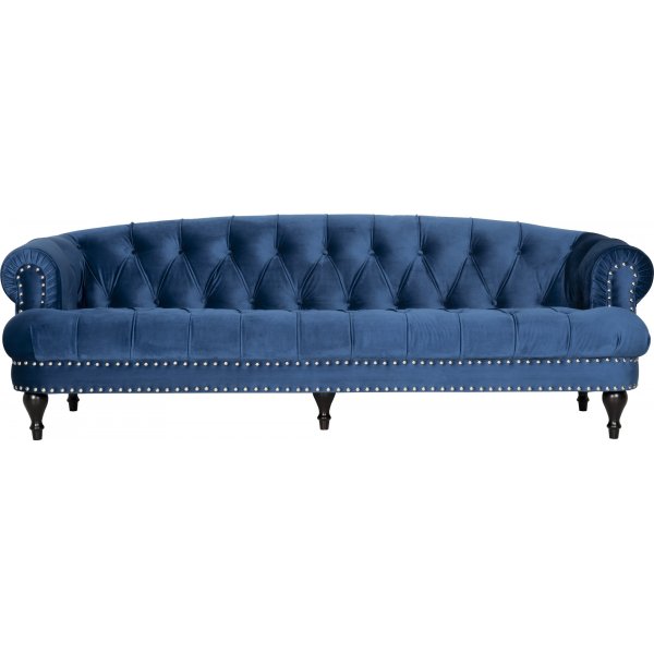 Soffa chesterfield 3-sits soffa i bl sammet