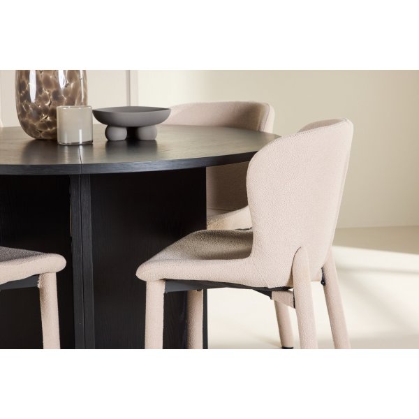 Matbord Strada med 4 st Astoria stolar - Beige/svart + 4.00 x Stolsdyna