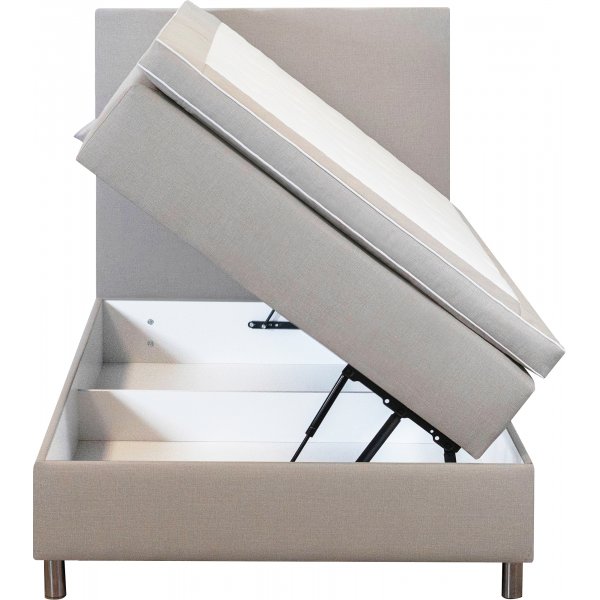 Bed 120x200 cm beige met opbergruimte 5 zones pocketvering