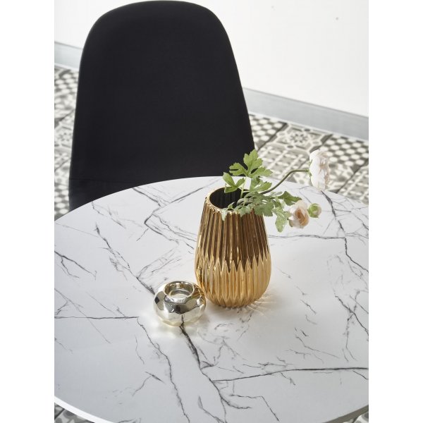 Denver ronde eettafel 80 cm - Wit marmerfineer