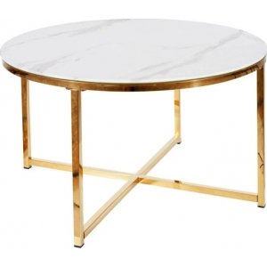 Table basse Salma 80 x 80 cm - Blanc/or