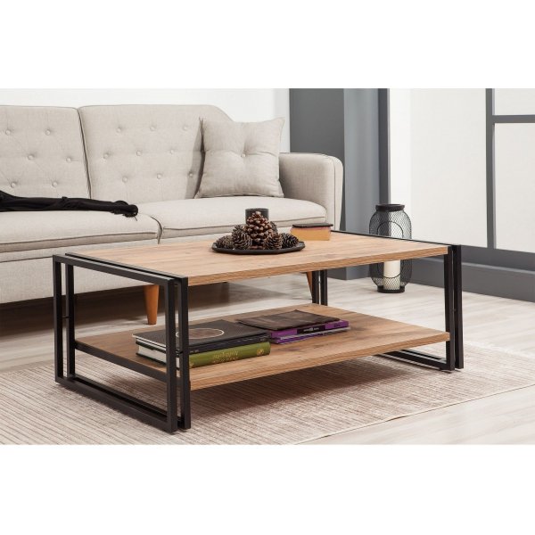 Table basse Cosmo Rectus 110 x 70 cm - Pin/noir