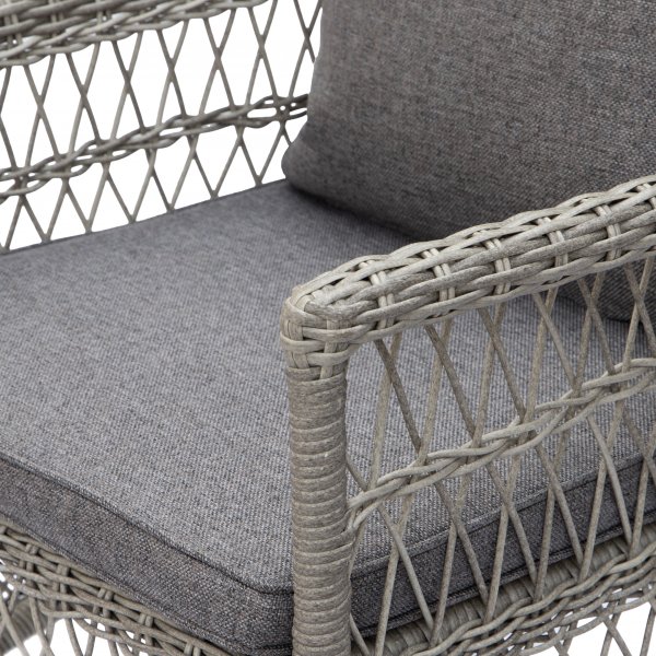 Utegrupp; 4 stolar och matbord �110 cm gr�/rotting - Jacksonville/Provence