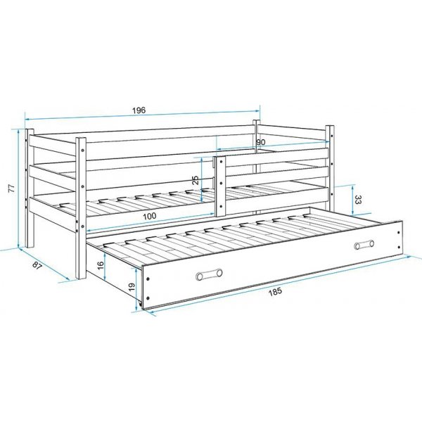 Eryk juniorsäng med extrabädd - Valfri färg & storlek Eryk juniorsäng med extrabädd - Valfri färg & storlek